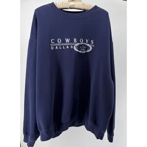 Dallas Cowboys Sweatshirt 2XL Blue Embroidered Logo NFL Vintage Style Cozy Warm